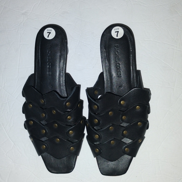 NEW Rachel Comey Black Leather Sandals Size 7  Square Toe Slip-On Designer Flats - Picture 1 of 4